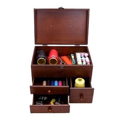 Not Support Room Space Selection Wood Sewing Box for Organized Storage