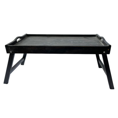 Silk-screen Printing Natural Breakfast Wooden Bed Tray with Foldable Legs Kitchen Serving