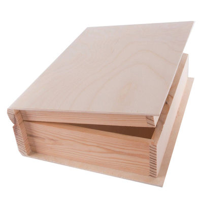 Customized Pine Wood Color Book Shaped Box for Fancy Unfinished Wooden Gift Craft