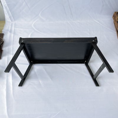 Silk-screen Printing Natural Breakfast Wooden Bed Tray with Foldable Legs Kitchen Serving