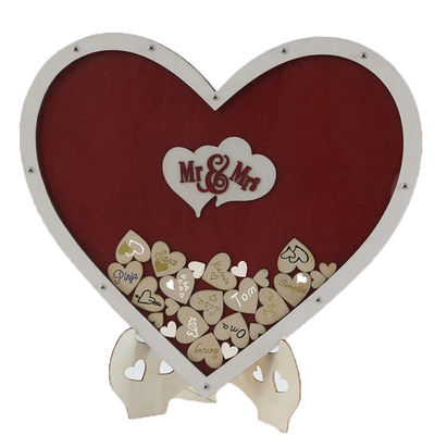 Alternative Rustic Wedding Decorations Varnished Wooden Hearts Guest Book for Custom Size