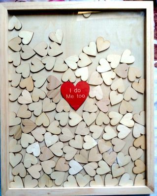 Alternative Rustic Wedding Decorations Varnished Wooden Hearts Guest Book for Custom Size