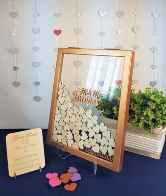 Alternative Rustic Wedding Decorations Varnished Wooden Hearts Guest Book for Custom Size