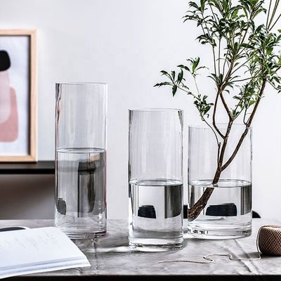 Custom Houseware Big Clear Glass Vase for All-Season Decoration 10-20cm Diameter