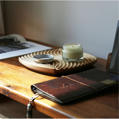 Nordic Style Water Corrugated Beech Wooden Decorative Trays 19.3x19.3x2cm Accepeted