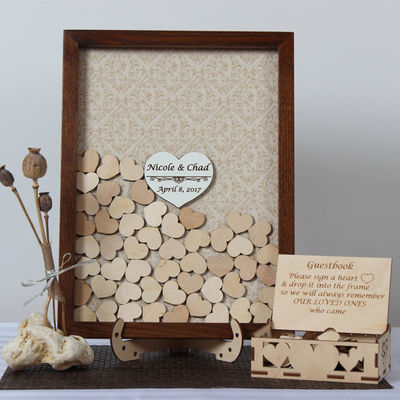 Wedding Decoration Prop Custom Size Wooden Frame with Unique Guest Book Sign Drop Top
