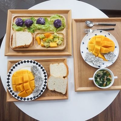 Delicate Nordic Wooden Tray Eco-Friendly and Customizable with Laser Engraved Printing