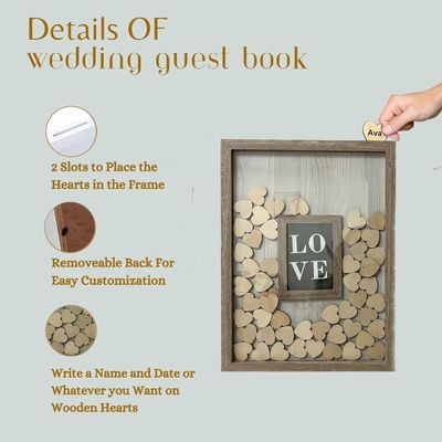 Wood and Glass Romantic Wedding Decoration Custom Drop Top Frame with Large Photo Insert