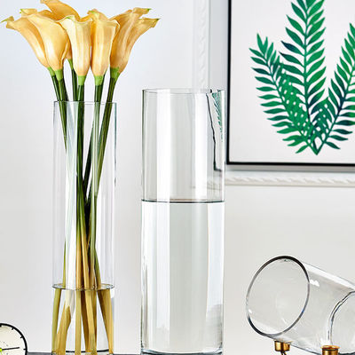 Thickened Tall Cylinder Clear Glass Vase in Europe Style with Height Range of 10-60cm