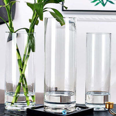 Thickened Tall Cylinder Clear Glass Vase in Europe Style with Height Range of 10-60cm