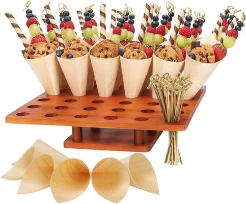 Wooden Ice Cream Cone Holder Stand in Plain Color for Food Trucks or Catered Events