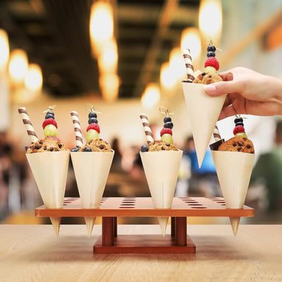 Wooden Ice Cream Cone Holder Stand in Plain Color for Food Trucks or Catered Events