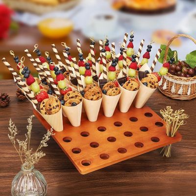 Wooden Ice Cream Cone Holder Stand in Plain Color for Food Trucks or Catered Events