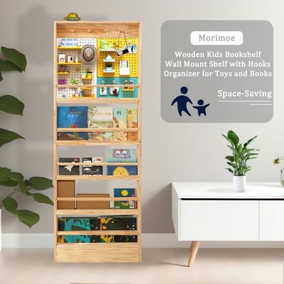Space-Saving Wall Mount Shelf for Kids' Toys and Books Wooden Bathroom Wall Cabinet