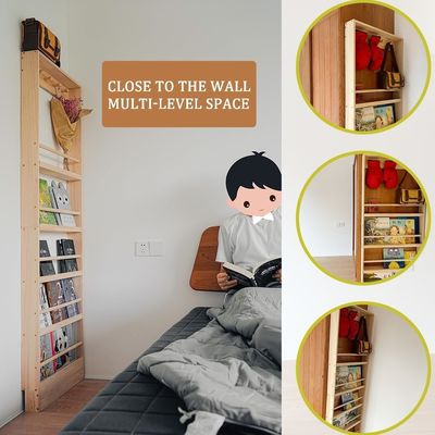Space-Saving Wall Mount Shelf for Kids' Toys and Books Wooden Bathroom Wall Cabinet