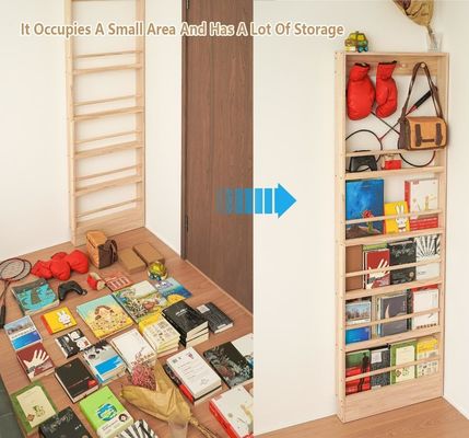 Space-Saving Wall Mount Shelf for Kids' Toys and Books Wooden Bathroom Wall Cabinet