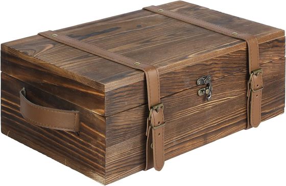 34x20x10cm Customized Double Bottle Wine Box with Latched Lid and Leather Handle