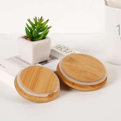 Customized Natural Color Decorative Bamboo Lids for High Borosilicate Glass Mug Jars