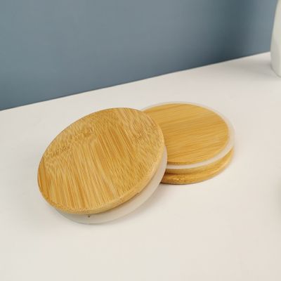 Customized Natural Color Decorative Bamboo Lids for High Borosilicate Glass Mug Jars