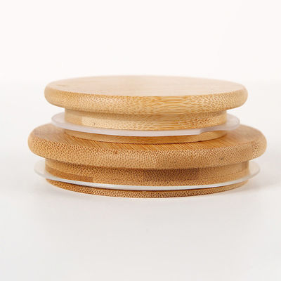 Customized Natural Color Decorative Bamboo Lids for High Borosilicate Glass Mug Jars