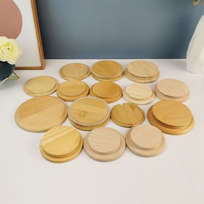 Customized Natural Color Decorative Bamboo Lids for High Borosilicate Glass Mug Jars