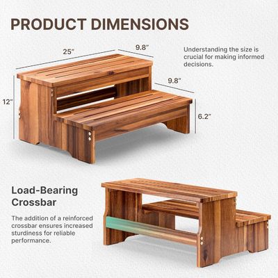 Detachable Two Step Stool for Adult Kid Printing Laser Engrave 500 Lbs Weight Capacity