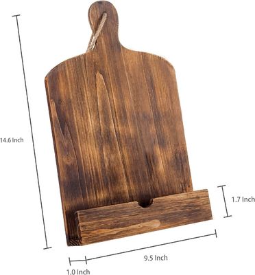 Stylish Pine Wood Cookbook Stand with Standing Installation and Brown Cutting Board