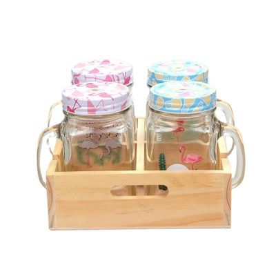 Stylish and Transparent Glass Storage Jar with Colored Plastic Cover 100% Food Safe