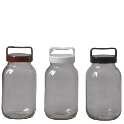 Stylish and Transparent Glass Storage Jar with Colored Plastic Cover 100% Food Safe