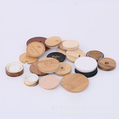 Non Spill Wooden Cup Lid for Jars Say Goodbye to Messy Spills and Stain