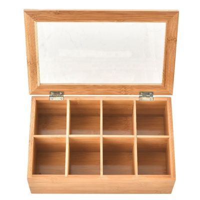 Industrial Toy Custom Print Bamboo Wooden Tea Packaging with Glass Top Unfinished