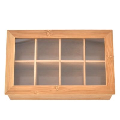 Industrial Toy Custom Print Bamboo Wooden Tea Packaging with Glass Top Unfinished