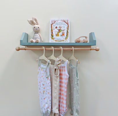 As Your Request Blue Nursery Shelf with Clothes Hanger Organize Your Child's Clothing