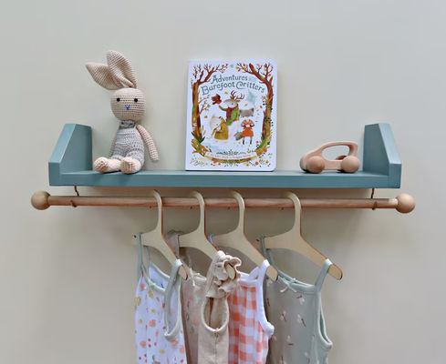 As Your Request Blue Nursery Shelf with Clothes Hanger Organize Your Child's Clothing
