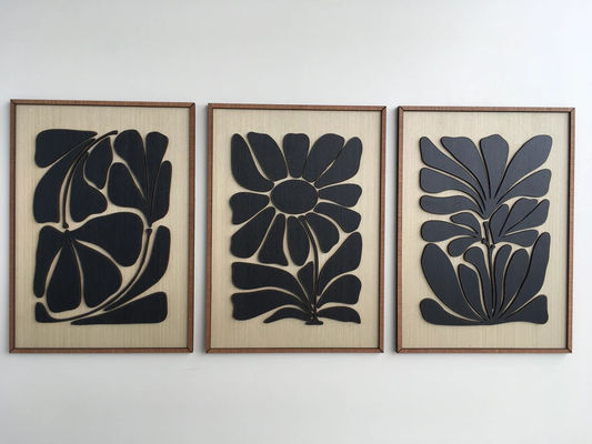 Home Appliance Mid Century Modern Wall Art for Boho Room Leafy Art in Minimal Black and White