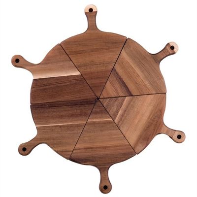 OEM ODM Accepted Customized Size Eco-Friendly Non Stick Dinner Wood Pizza Plate Serving Tray 6pcs