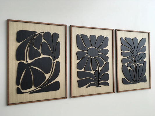 Home Appliance Mid Century Modern Wall Art for Boho Room Leafy Art in Minimal Black and White