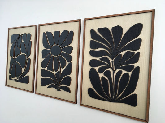 Home Appliance Mid Century Modern Wall Art for Boho Room Leafy Art in Minimal Black and White