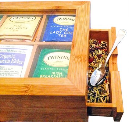Varnishing Drawer Pine Wood Tea Assortment Box in Customized Color for Tea Collection