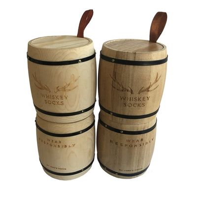 Customized Logo Acceptable Wooden Tea Coffee Sugar Canisters Set Barrel Shape
