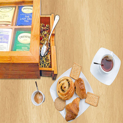 Varnishing Drawer Pine Wood Tea Assortment Box in Customized Color for Tea Collection