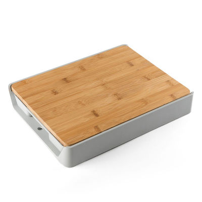 Convenient Drawer-Type Bamboo Natural Color Rectangle Chopping Board for Easy Cutting