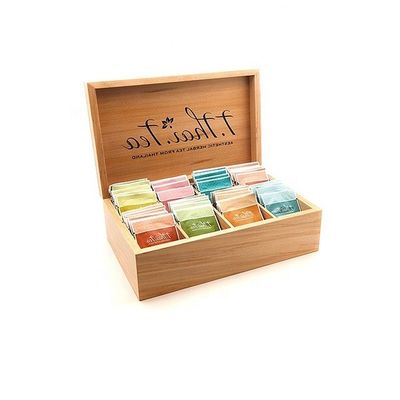 8 Compartment Wooden Tea Box in Plain Color Suitable for Silk-screen Printing