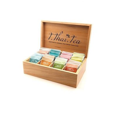 8 Compartment Wooden Tea Box in Plain Color Suitable for Silk-screen Printing