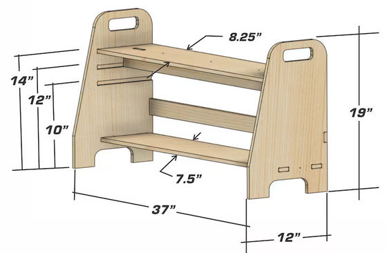 Detachable Montessori Wooden Furniture for Kids Shoe Bench in Livingroom Playroom