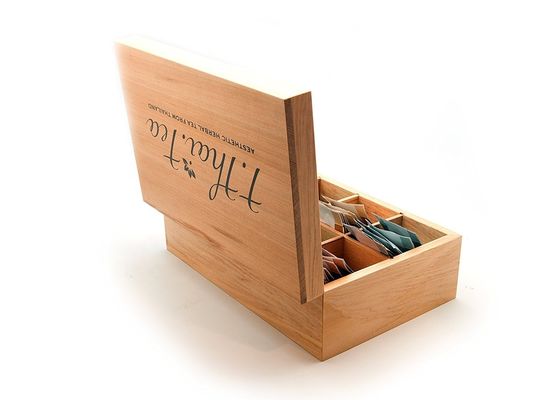 8 Compartment Wooden Tea Box in Plain Color Suitable for Silk-screen Printing