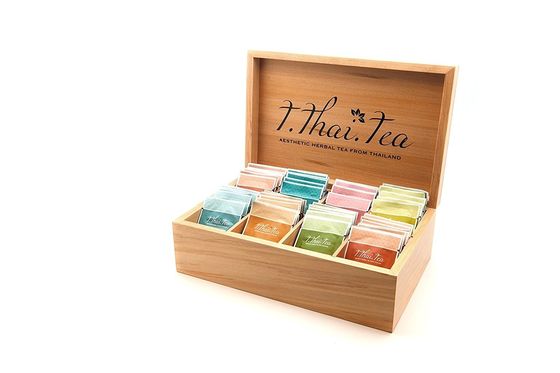 8 Compartment Wooden Tea Box in Plain Color Suitable for Silk-screen Printing