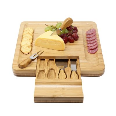 All-Season Bamboo Serving Tray with Cheese Board and Customized Logo Acceptable Knife Set