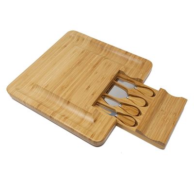 All-Season Bamboo Serving Tray with Cheese Board and Customized Logo Acceptable Knife Set