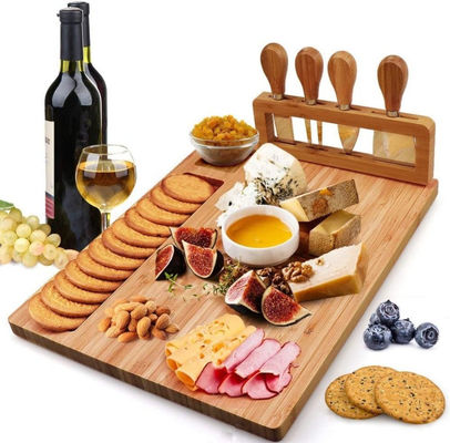 All-Season Bamboo Serving Tray with Cheese Board and Customized Logo Acceptable Knife Set